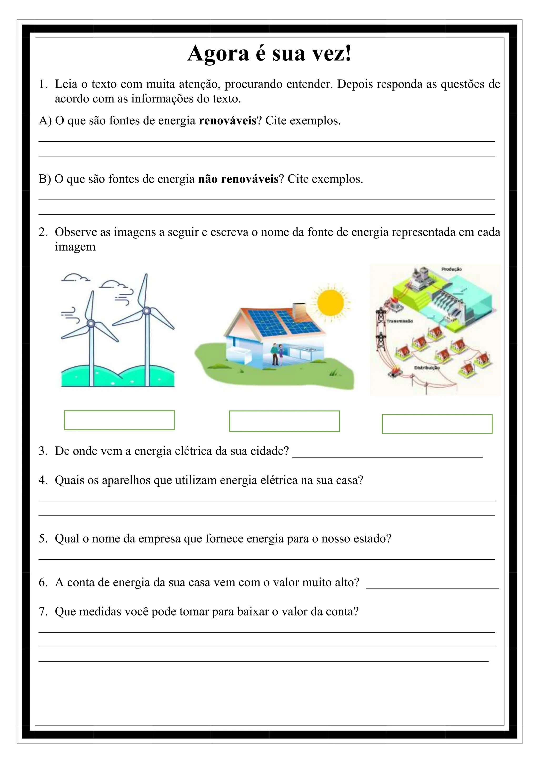 Texto e atividade - Fontes alternativas de energia | PDF | Power and ...