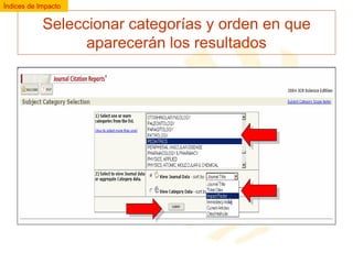 Índices de Impacto

Seleccionar categorías y orden en que
aparecerán los resultados

 