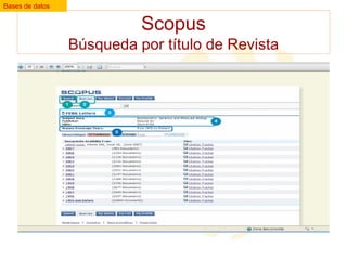 Bases de datos

Scopus
Búsqueda por título de Revista

 