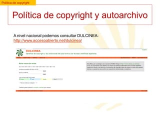 Política de copyright

Política de copyright y autoarchivo
A nivel nacional podemos consultar DULCINEA:
http://www.accesoabierto.net/dulcinea/

 