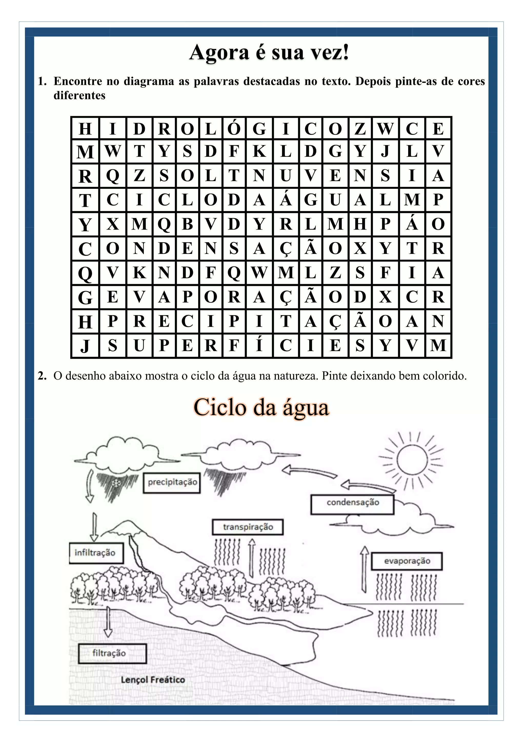 Ciencias - O ciclo da água na natureza - | PDF