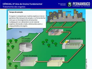 Imagem:SEE-PE
CIÊNCIAS, 6º Ano do Ensino Fundamental
Tratamento dos esgotos
 
