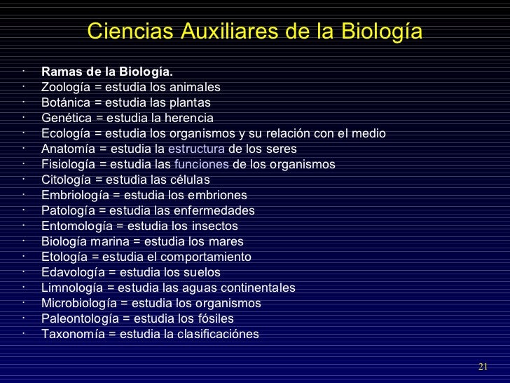 Ciencias auxiliares de la biologia