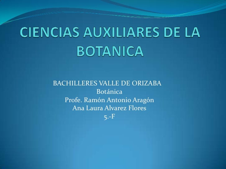 Ciencias Auxiliares De La Botanica
