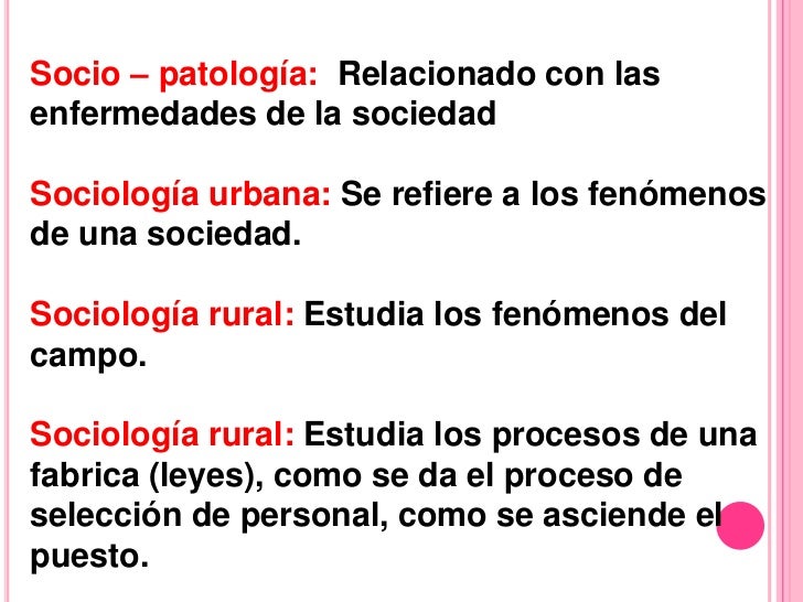Ciencias auxiliares y ramas de la sociologia