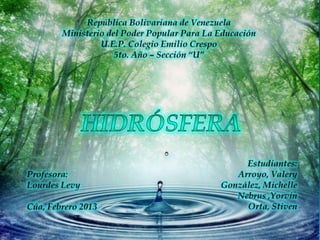 Ciencias de la tierra hidrósfera - quinto año - profesora lourdes l…