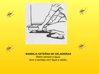 BANDEJA EXTERNA DE GELADEIRAS Retire sempre a água. lave a bandeja com água e sabão. 