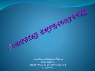 Lilian Yurani Delgado Palacio
Cód: 2174972
Teoría y Practica de la Investigación
VUAD 2015
 