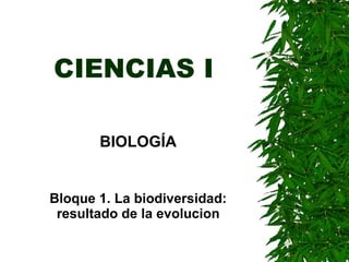CIENCIAS I BIOLOGÍA Bloque 1. La biodiversidad: resultado de la evolucion 