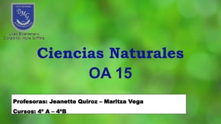 Ciencias Naturales
OA 15
Profesoras: Jeanette Quiroz – Maritza Vega
Cursos: 4º A – 4ºB
 