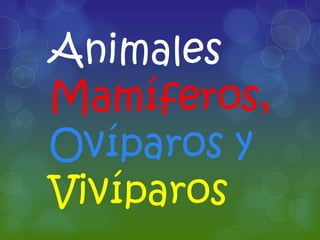 Animales
Mamíferos,
Ovíparos y
Vivíparos
 