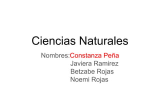 Ciencias Naturales
Nombres:Constanza Peña
Javiera Ramirez
Betzabe Rojas
Noemi Rojas
 