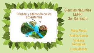 Ciencias Naturales
LEPRI
3er Semestre
Marla Flores
Andrés García
Viridiana
Rodríguez
Luisa Méndez
Pérdida y alteración de los
ecosistemas
 
