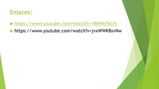 Enlaces:
 https://www.youtube.com/watch?v=Y8N94r5ICFs
 https://www.youtube.com/watch?v=jvxWWKBsvNw
 