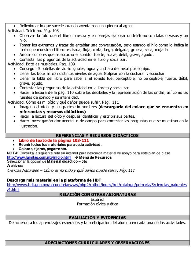 Planeación de Ciencias Naturales "actividades a realizar"