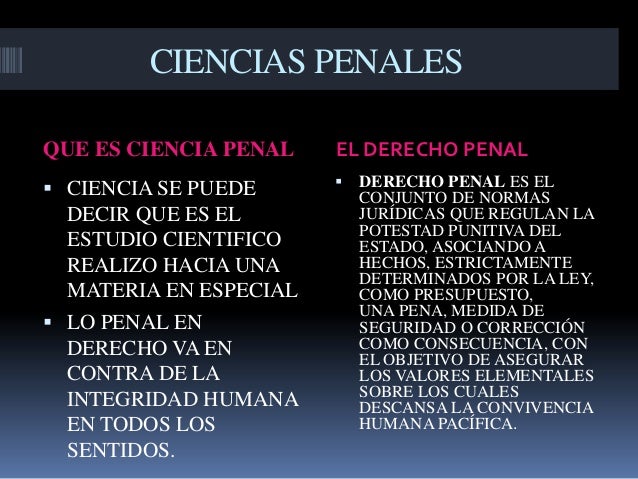 Ciencias penales , expocicion