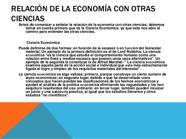 Ciencias que se relacionan con la economia