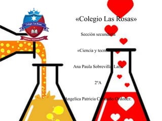 «Colegio Las Rosas»
Sección secundaria
«Ciencia y tecnología»
Ana Paula Sobrevilla Lara.
2ºA
Angelica Patricia Camaaño Ordoñez.
 