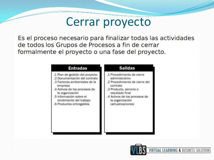 Cierre del proyecto - pmi