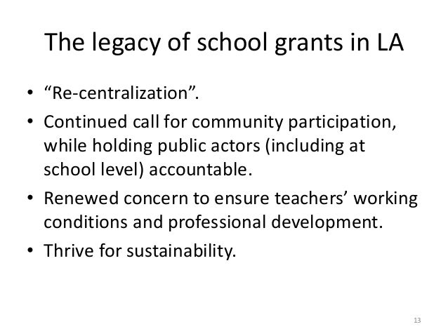 Are School Grants Leveraging the Right of Quality Education for All?  Slide 13