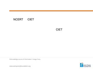 आयोजन    NCERT के CIET ने दिल्‍ली में 18 मार्च,2010 से 20 मार्च,2010 तक 15वें राष्‍ट्रीय बाल शैक्षिक श्रव्‍य एवं दृश्‍य महोत्‍सव का आयोजन किया। इसमें CIET के अलावा विभिन्‍न राज्‍यों के राज्‍य शैक्षिक प्रौद्योगिकी संस्‍थानों, स्‍कूलों, संस्‍थाओं तथा निजी निर्माताओं ने अपने वीडियो/ऑडियो का प्रदर्शन किया। प्रदर्शित वीडियो/ऑडियो के बीच एक प्रतियोगिता भी थी। इन्‍हें विभिन्‍न श्रेणियों में पुरस्‍कृत किया गया। 