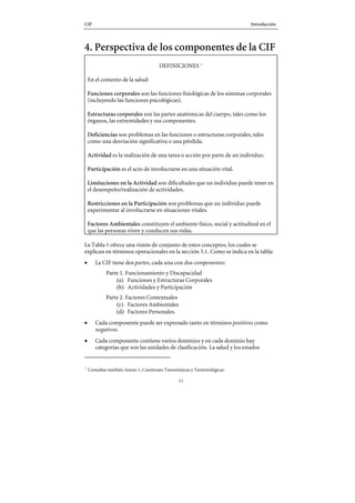 Componente Cif Clasificación internacional del funcionamiento de la discapacidad | PDF