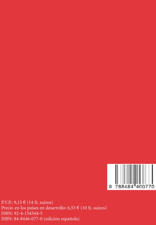 CIF
Clasificación
Internacional
del
Funcionamiento,
de
la
Discapacidad
y
de
la
Salud
OMS
OPS
IMSERSO
CIF
Clasificación
Internacional del
Funcionamiento,
de la Discapacidad
y de la Salud
Versión abreviada
Organización
Mundial
de la Salud
Organización
Panamericana
de la Salud
P.V.P.: 9,15 € (14 fr. suizos)

Precio en los países en desarrollo: 6,53 € (10 fr. suizos)

ISBN: 92-4-154544-5

ISBN: 84-8446-077-0 (edición española)

 