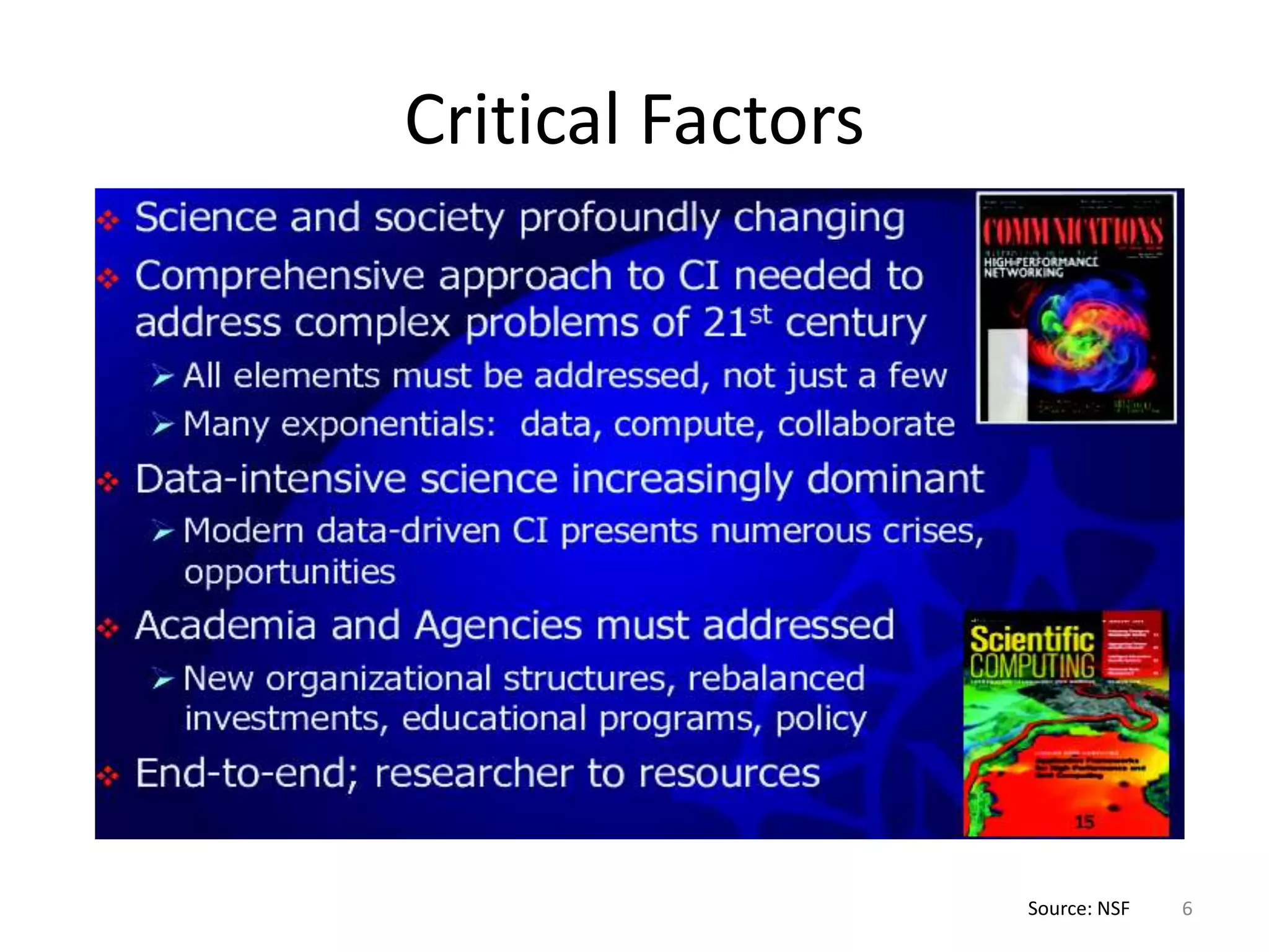 Critical Factors




                   Source: NSF   6
 