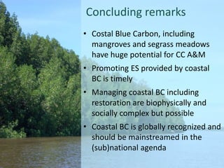 Blue carbon science for sustainable coastal development