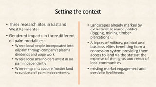 Gender dimensions of oil palm investments in East and West Kalimantan, Indonesia