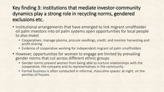 Gender dimensions of oil palm investments in East and West Kalimantan, Indonesia