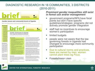 Strengthening women's tenure and rights to forests and trees and their participation in decision making