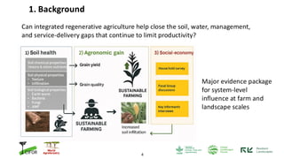 4
1. Background
Major evidence package
for system-level
influence at farm and
landscape scales
Can integrated regenerative agriculture help close the soil, water, management,
and service-delivery gaps that continue to limit productivity?
 