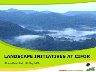 LANDSCAPE INITIATIVES AT CIFOR
Prana Dewi, Bali, 14th May 2009

                                    THINKING beyond the canopy
                                  THINKING beyond the canopy
 