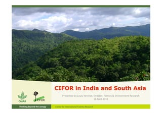 CIFOR in India and South Asia
Presented by Louis Verchot, Director, Forests & Environment Research
16 April 2013
 