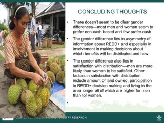 Are there differences between men and women in REDD+ benefit sharing schemes?