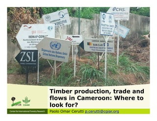 Timber production, trade and 
flows in Cameroon: Where to 
look for? 
Paolo Omar Cerutti p.cerutti@cgiar.org 
 