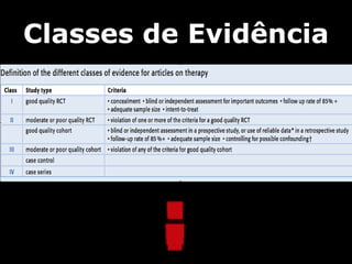 Validade dos Resultados A gama de pacientes foi bem definida?Os critérios de inclusão e exclusão são lógicos e claros?O diagnóstico da doença estava bem caracterizado?Os pacientes foram distribuídos aleatoriamente ?O método de randomização foi explicado? A distribuição foi ocultada?Os doentes foram analisados nos grupos para os quais tinham sido aleatorizados inicialmente (intenção-de-tratar)?A dimensão da amostra foi estatisticamente calculada?Os doentes nos grupos em comparação eram semelhantes em termos dos seus fatores de prognóstico conhecidos?Com exceção do tratamento em estudo, todos os doentes foram tratados da mesma maneira? Foi ocultado aos doentes o grupo a que pertenciam? Foram ocultados aos investigadores os grupos em estudo?Foram ocultados aos analisadores dos dados os grupos em estudo? O seguimento (follow-up) final foi superior a 80%?“COMO AVALIAR A INVESTIGAÇÃO CLÍNICA - O EXEMPLO DA AVALIAÇÃO CRÍTICA DE UM ENSAIO CLÍNICO “ANTÓNIO VAZ CARNEIRO