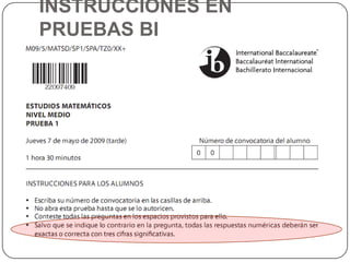 INSTRUCCIONES EN PRUEBAS BI