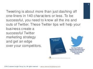 Tweeting is about more than just dashing off
one-liners in 140 characters or less. To be
successful, you need to know all ...
