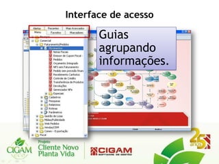 Interface de acesso

       Guias
       agrupando
       informações.
 