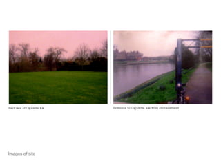 Images of site East view of Cigarette Isle Entrance to Cigarette Isle from embankment 