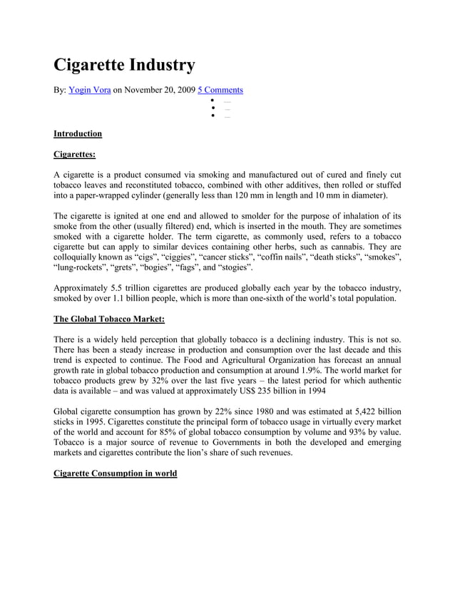 European Union's Tobacco Cigarettes Market To Experience 3.1% CAGR Australia