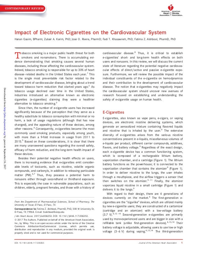 Cigarettes On The Cardiovascular System