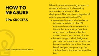 Robotic Process Automation Analytics: KPIs for Your RPA Deployment | PDF