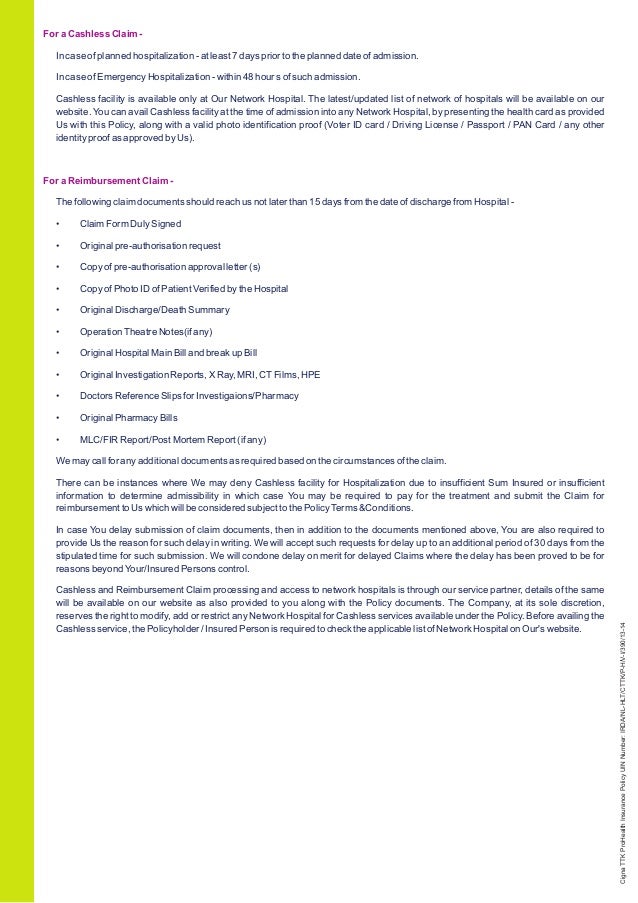 Cigna TTK pro health insurance prospectus
