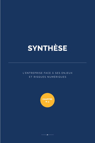 SYNTHÈSE
L’ E N T R E P R I S E FA C E À S E S E N J E U X
E T R I S Q U E S N U M É R I Q U E S
41
CHAPITRE
N. 5
 