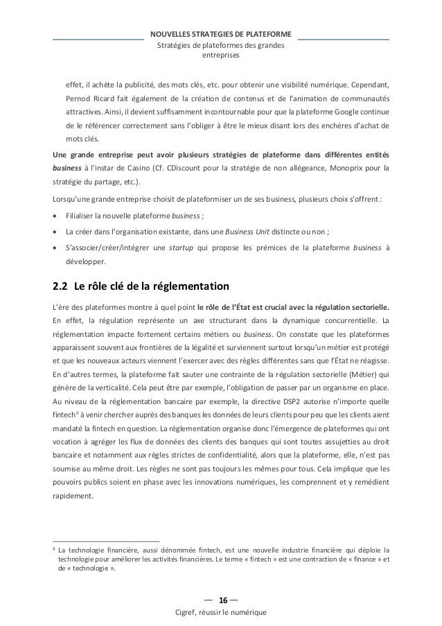 Cigref Nouvelles Strategies Plateformes Business Conception Mise En O