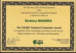 CIGRE Technical Committee Award
