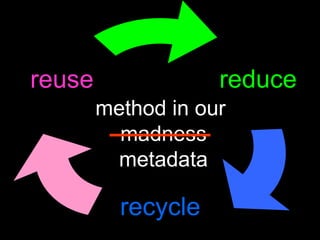 reduce recycle reuse method in our  madness metadata 